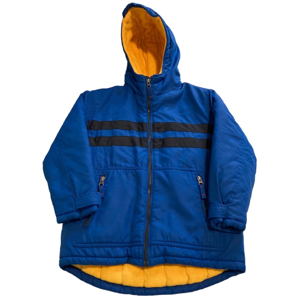 EUC! GAP Kids Blue & Black Striped Winter Coat Jacket Size S (6-7)